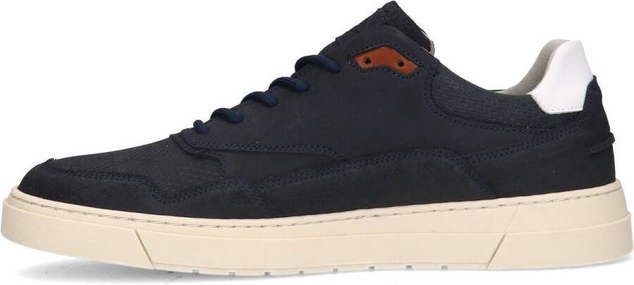 Manfield Heren Donkerblauwe leren sneakers