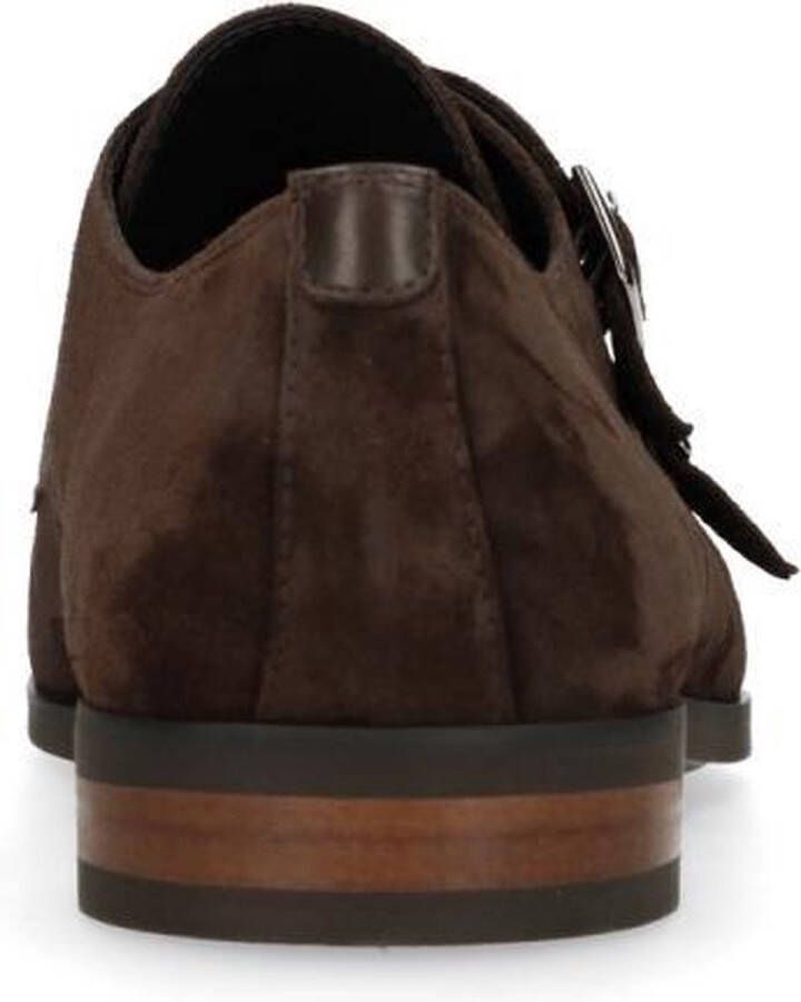 Manfield Heren Donkerbruine gespschoenen van suède - Foto 7