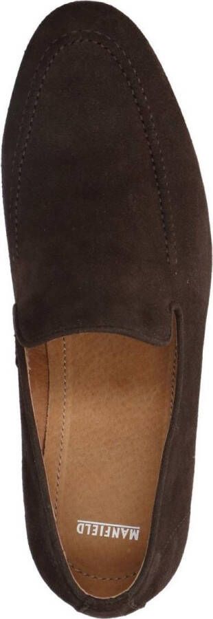 Manfield Heren Donkerbruine suède loafers