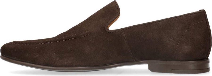 Manfield Heren Donkerbruine suède loafers