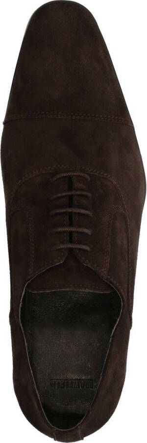 Manfield Heren Donkerbruine suède veterschoenen