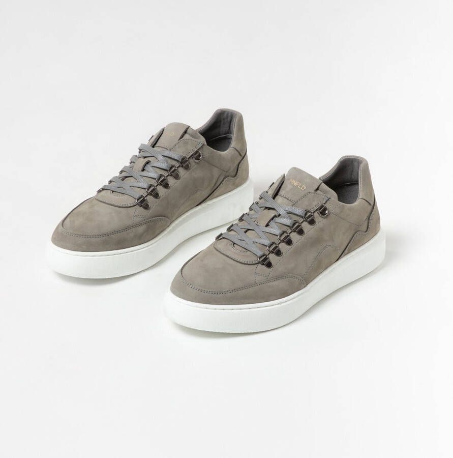 Manfield Heren Grijze nubuck sneakers