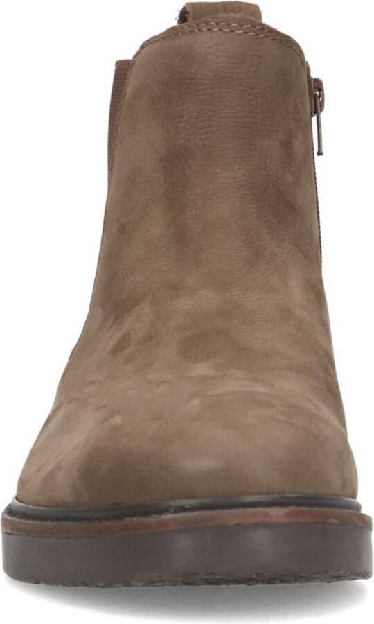 Manfield Heren Taupe nubuck chelsea boots met rits