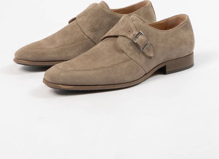 Manfield Heren Taupe suède gespschoenen