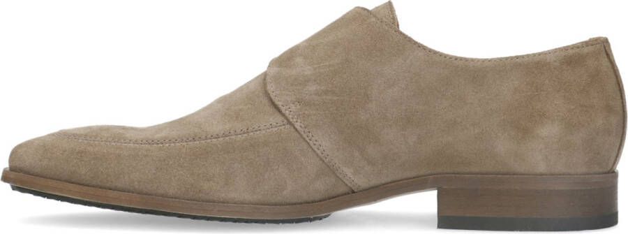 Manfield Heren Taupe suède gespschoenen