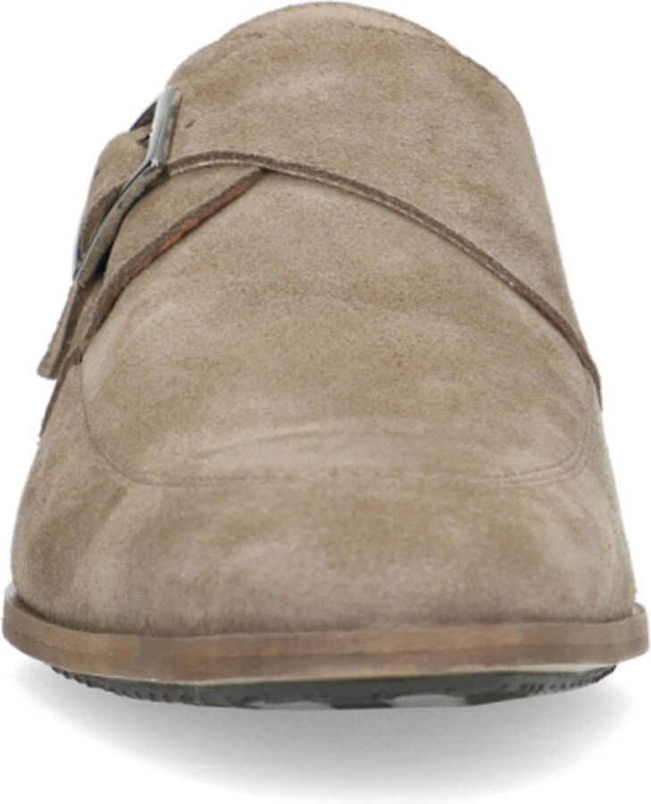 Manfield Heren Taupe suède gespschoenen