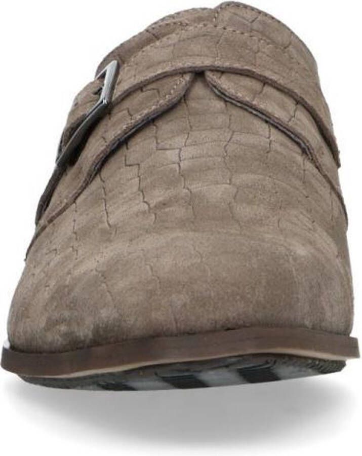 Manfield Heren Taupe suède gespschoenen met crocoprint - Foto 7