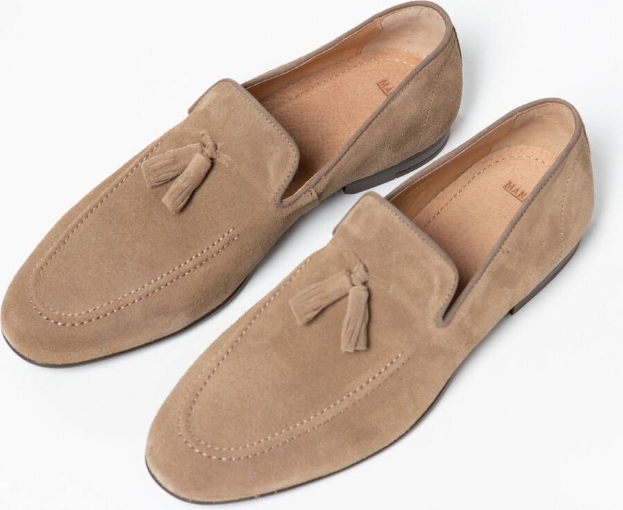 Manfield Heren Taupe su de loafers met kwastjes Schoenen