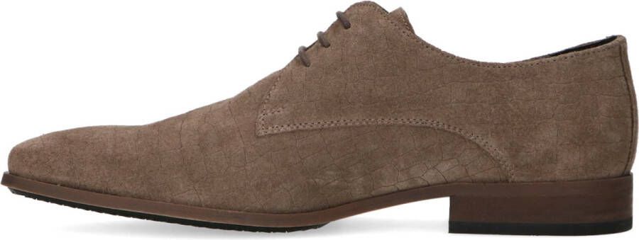 Manfield Heren Taupe suède veterschoenen