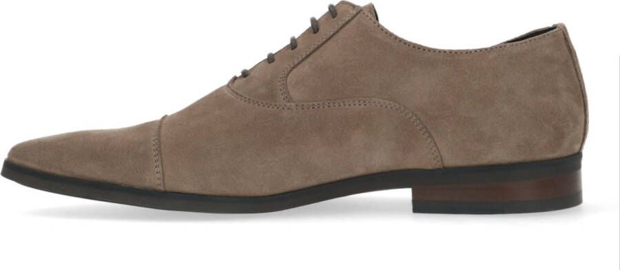 Manfield Heren Taupe suède veterschoenen