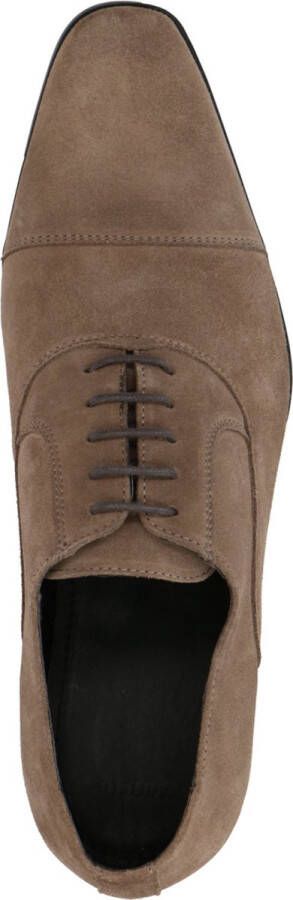 Manfield Heren Taupe suède veterschoenen