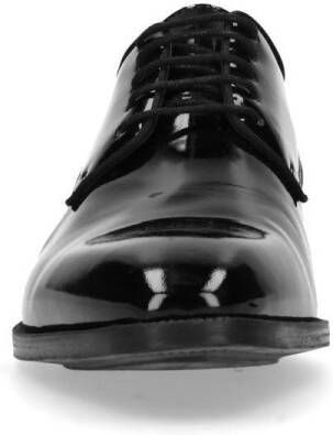 Manfield Heren Zwarte lak leren veterschoenen