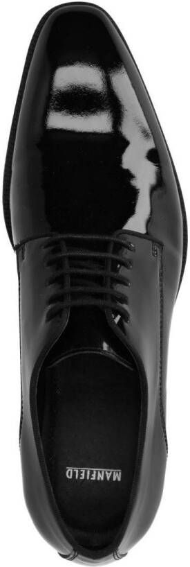 Manfield Heren Zwarte lak leren veterschoenen