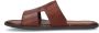 Manfield Heren Zwarte leren slippers - Thumbnail 6