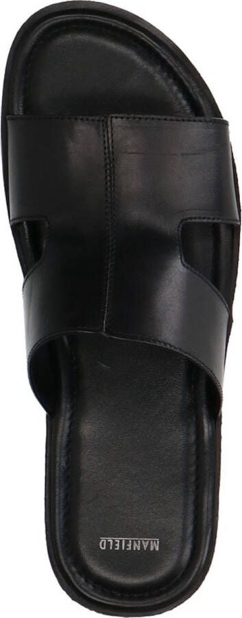 Manfield Heren Zwarte leren slippers
