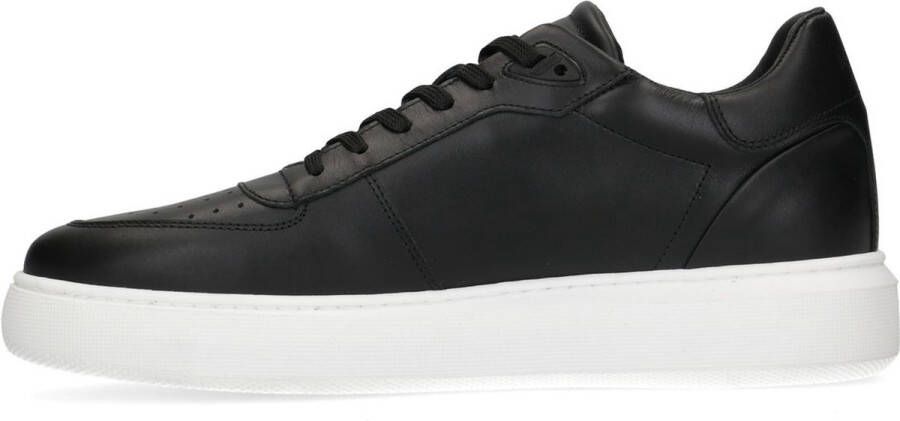Manfield Heren Zwarte leren sneakers