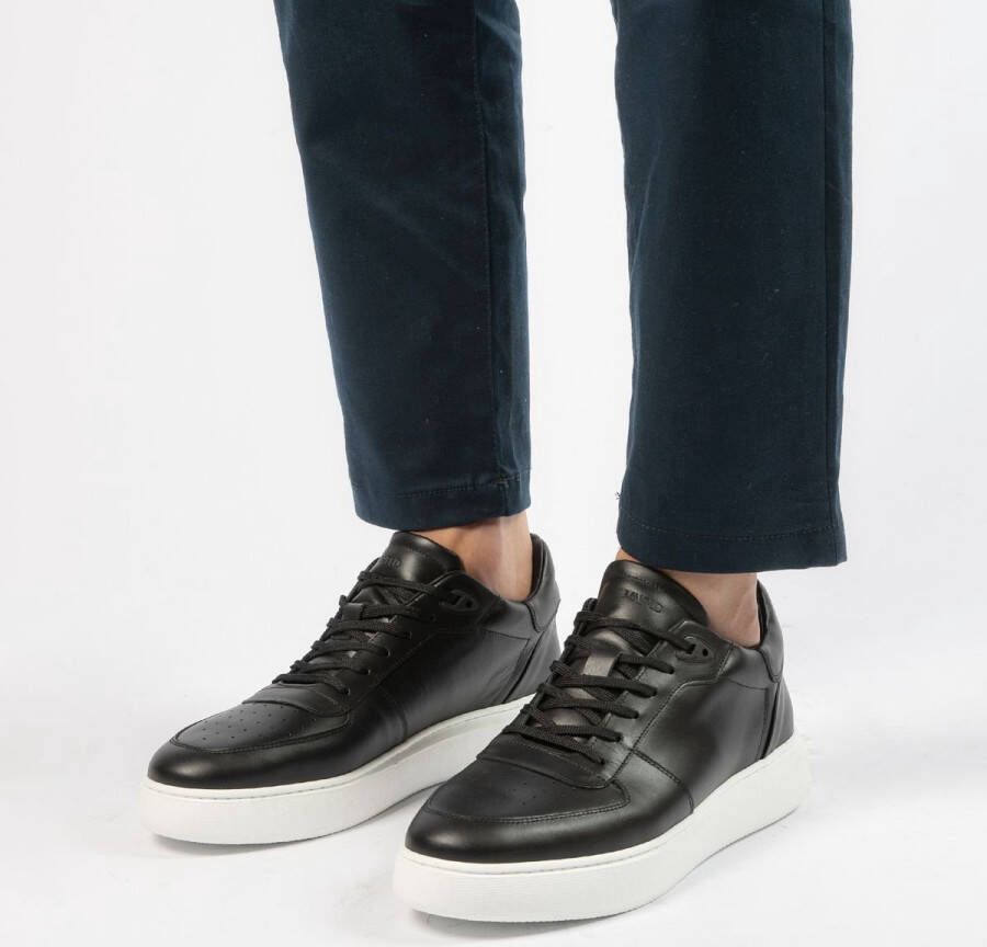 Manfield Heren Zwarte leren sneakers