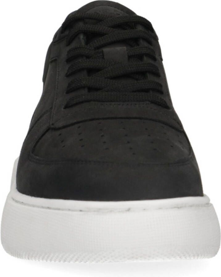 Manfield Heren Zwarte leren sneakers