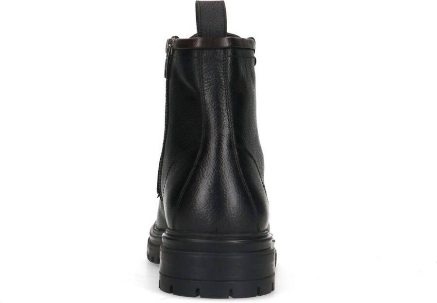 Manfield Heren Zwarte leren veterboots