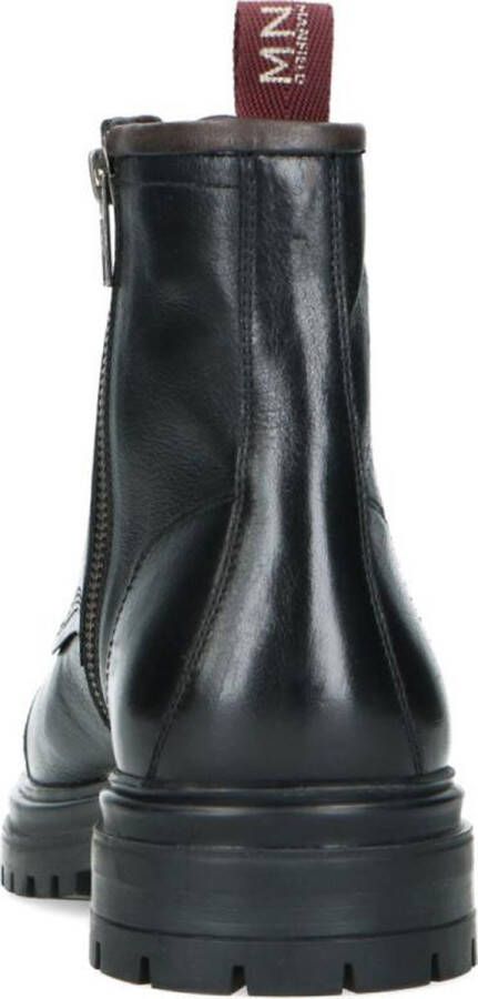 Manfield Heren Zwarte leren veterboots