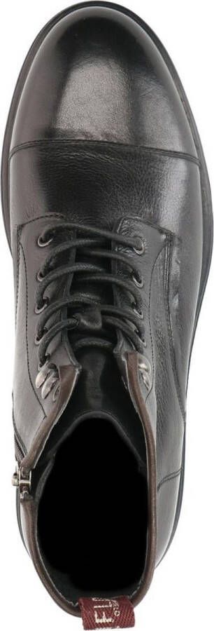 Manfield Heren Zwarte leren veterboots
