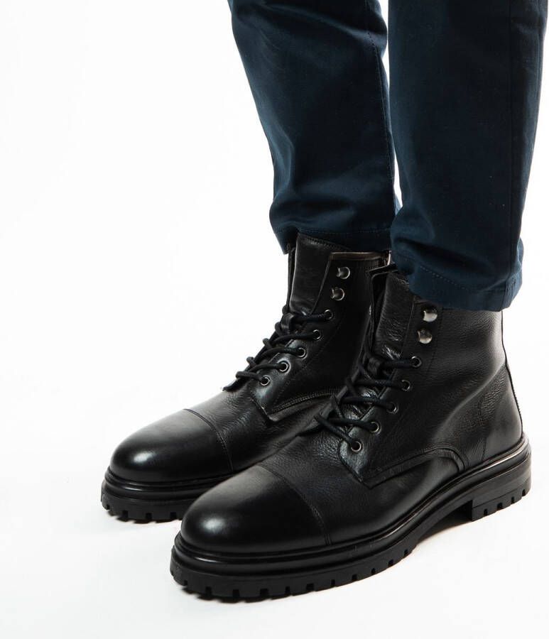 Manfield Heren Zwarte leren veterboots - Foto 10