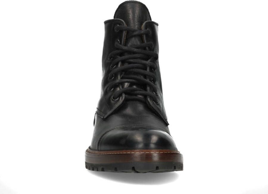 Manfield Heren Zwarte leren veterboots - Foto 6