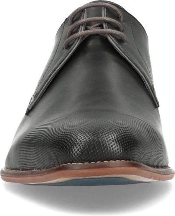Manfield Heren Zwarte leren veterschoenen