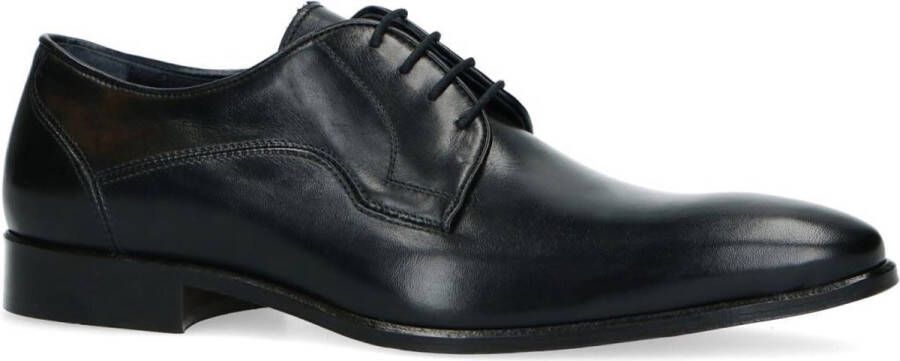 Manfield Heren Zwarte leren veterschoenen
