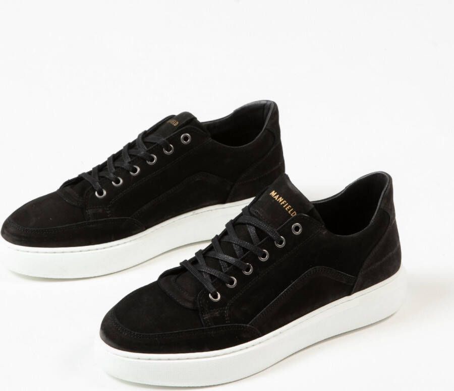 Manfield Heren Zwarte nubuck sneakers