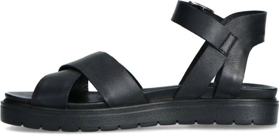 Manfield Dames Zwarte leren sandalen met gekruiste banden - Foto 4