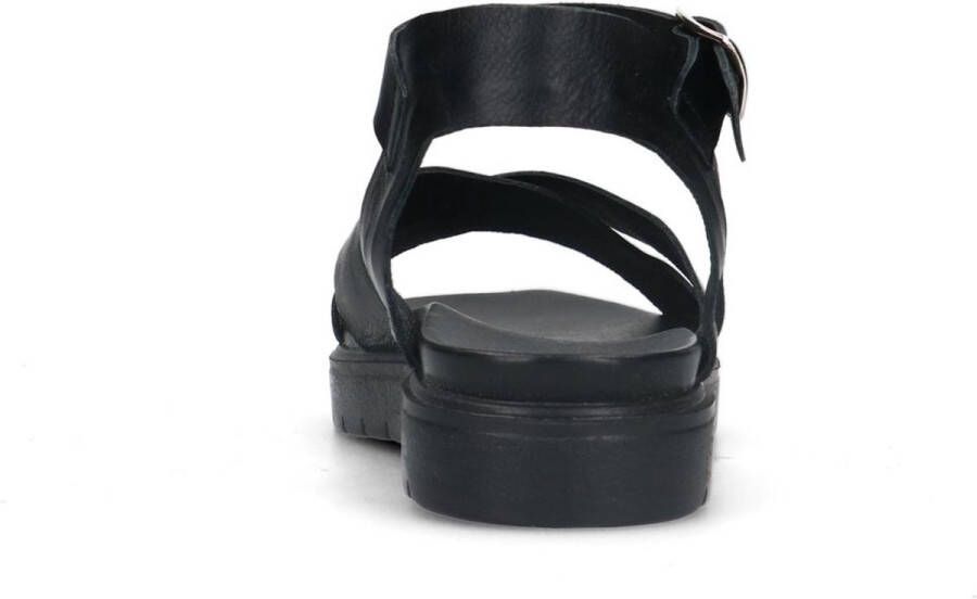 Manfield Dames Zwarte leren sandalen met gekruiste banden - Foto 9