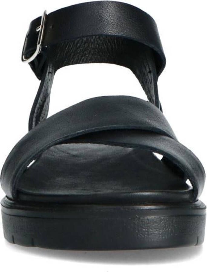 Manfield Dames Zwarte leren sandalen met gekruiste banden - Foto 6