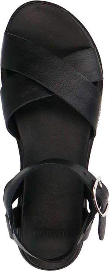 Manfield Dames Zwarte leren sandalen met gekruiste banden - Foto 8