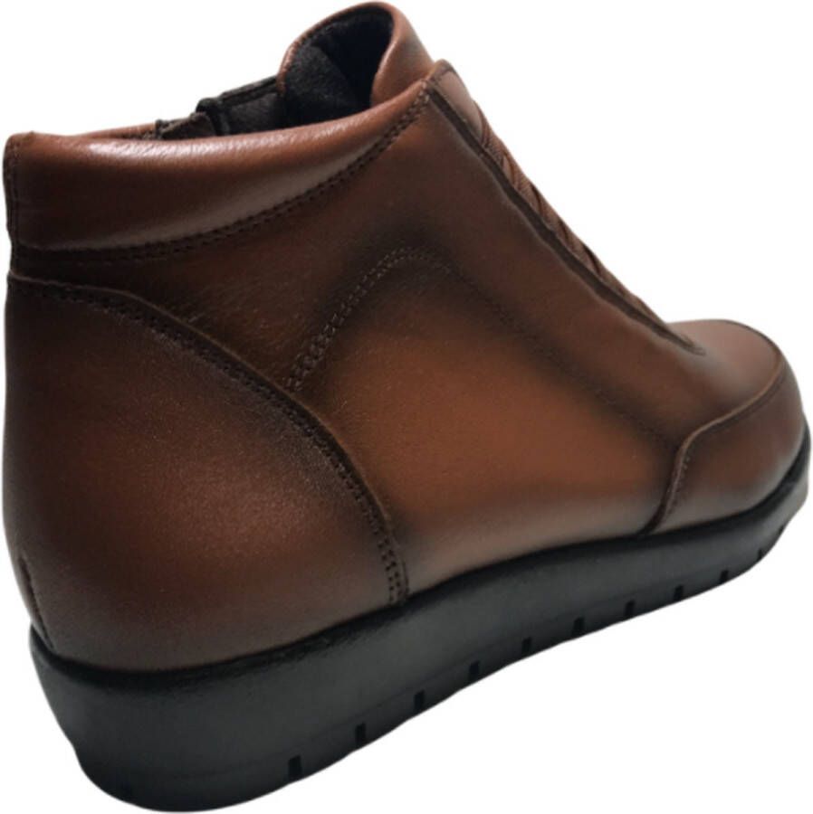 manlisa cognac rits elastieken effen comfort lederen bottine W103