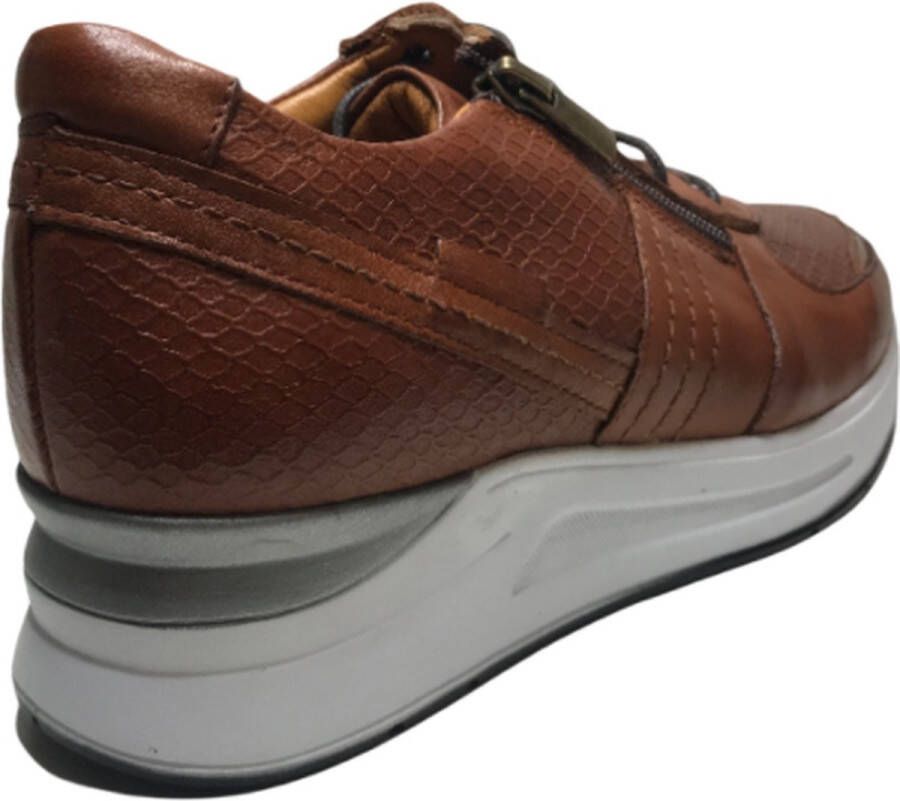 manlisa cognac rits veter snake lederen comfort lederen sneakers W132