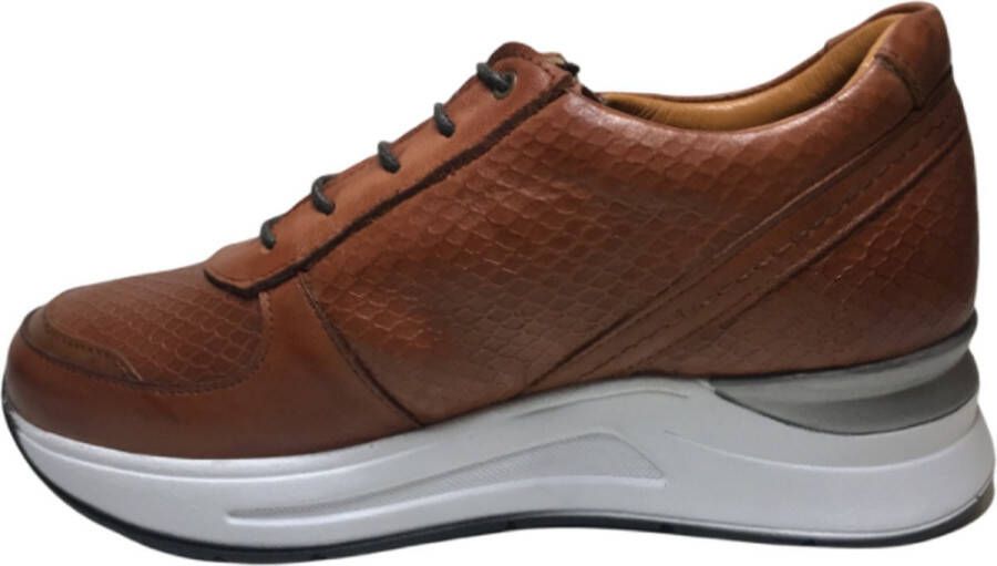 Manlisa cognac rits veter snake lederen comfort lederen sneakers W132 - Foto 3