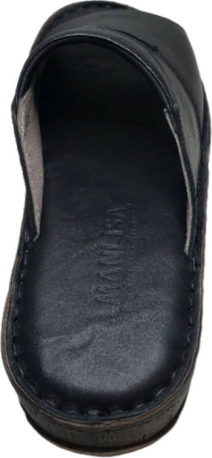manlisa hoogte lederen comfort slippers S207-1844 zwart