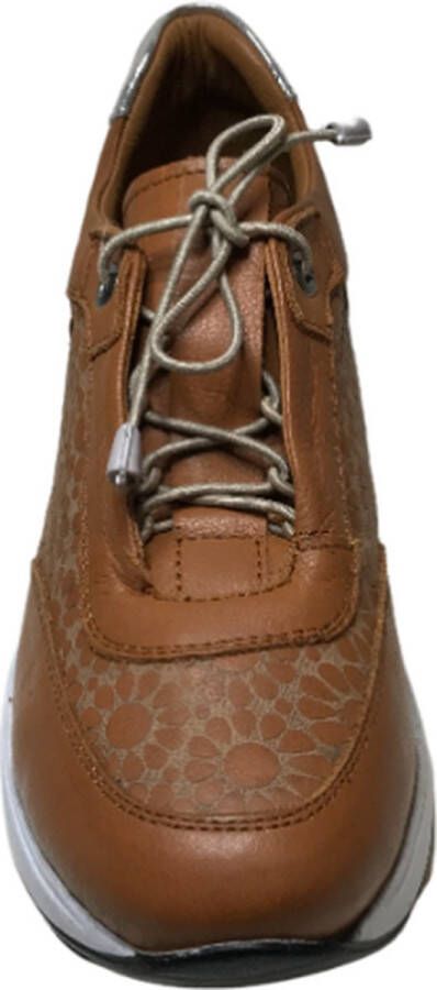 Manlisa lederen bloemenprint comfort sneakers S247-2264 camel - Foto 3