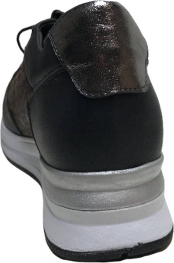 Manlisa lederen bloemenprint comfort sneakers S247-2264 zwart - Foto 6