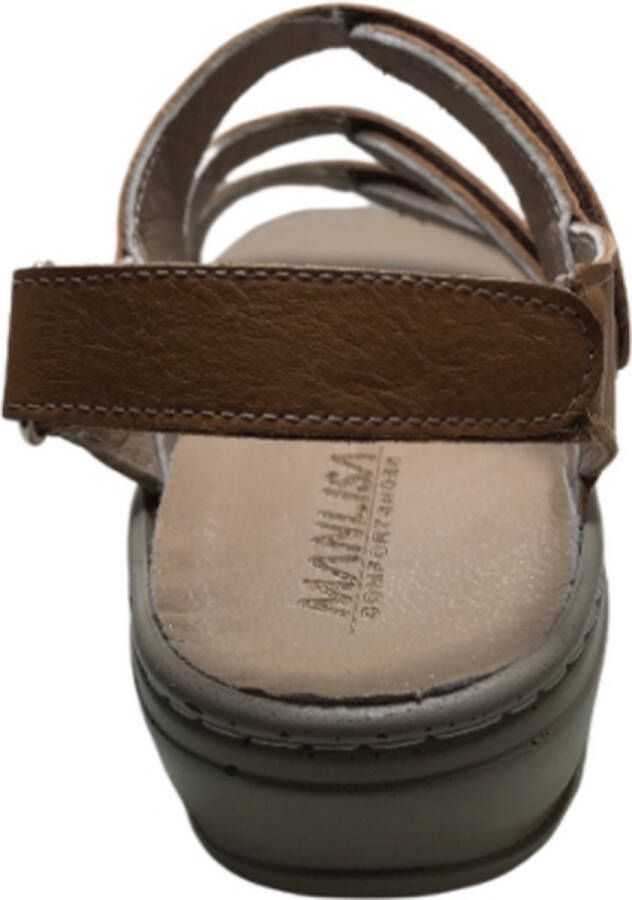 manlisa platte lederen comfort sandalen 4 velcro's 504 camel geschikt losse steunzolen