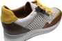 Manlisa veter rits geperforeerde lederen zomer comfort sneakers S247-1705 wit camel combi - Thumbnail 4