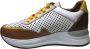 Manlisa veter rits geperforeerde lederen zomer comfort sneakers S247-1705 wit camel combi - Thumbnail 6