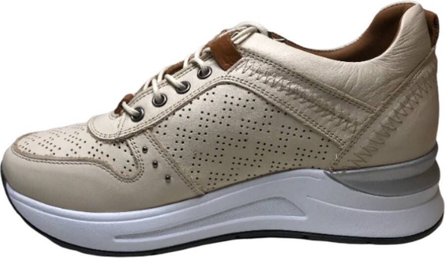 manlisa veters studs lederen comfort sneakers S247-2263 beige