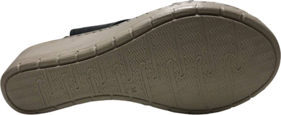 manlisa vlecht sleehak lederen comfort sandalen S204-172 zwart