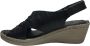 Manlisa vlecht 6 cm sleehak lederen comfort sandalen S204-172 zwart - Thumbnail 6