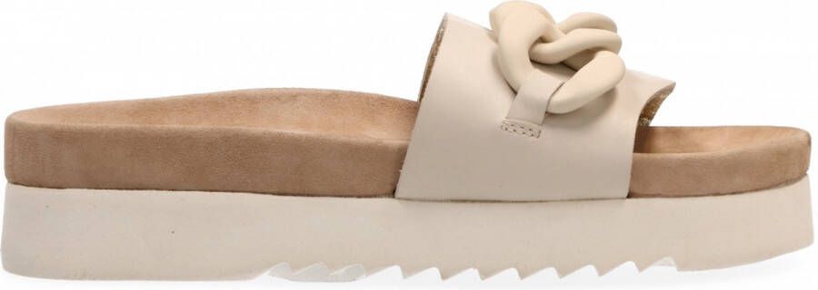 Maruti Witte Leren Slipper met Kettingdetail Beige Dames - Foto 7
