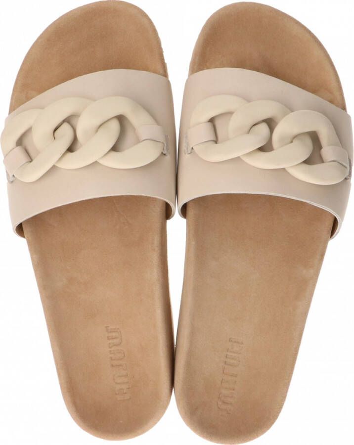Maruti Witte Leren Slipper met Kettingdetail Beige Dames - Foto 8