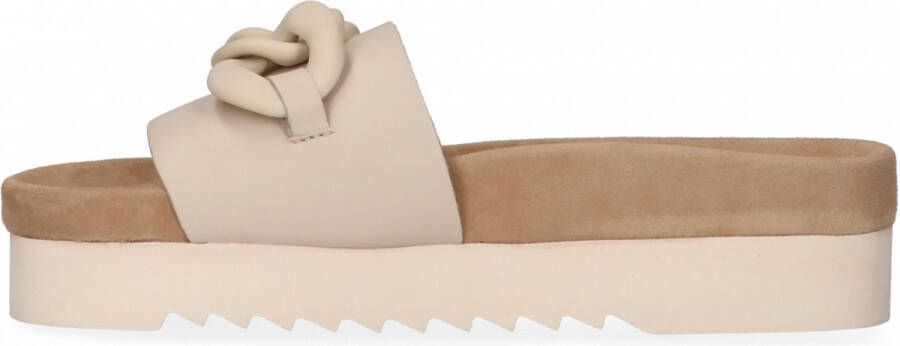 Maruti Witte Leren Slipper met Kettingdetail Beige Dames - Foto 10