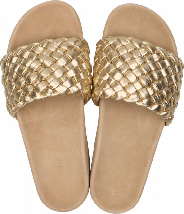 Maruti Gouden Gevlochten Leren Slipper Billy Yellow Dames - Foto 12